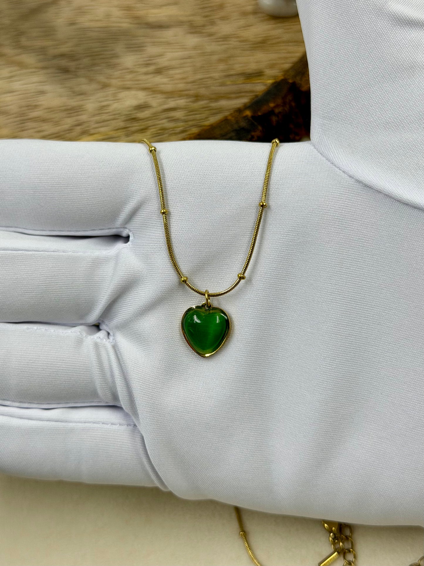 Emerald Green Oval Gold Chain