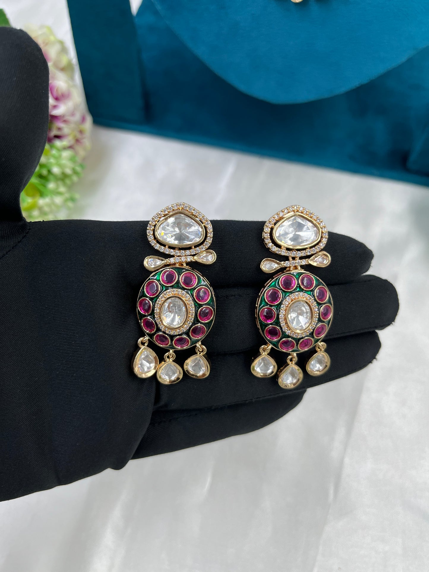 Disha Mina Kari Moissanite Kundan Necklace