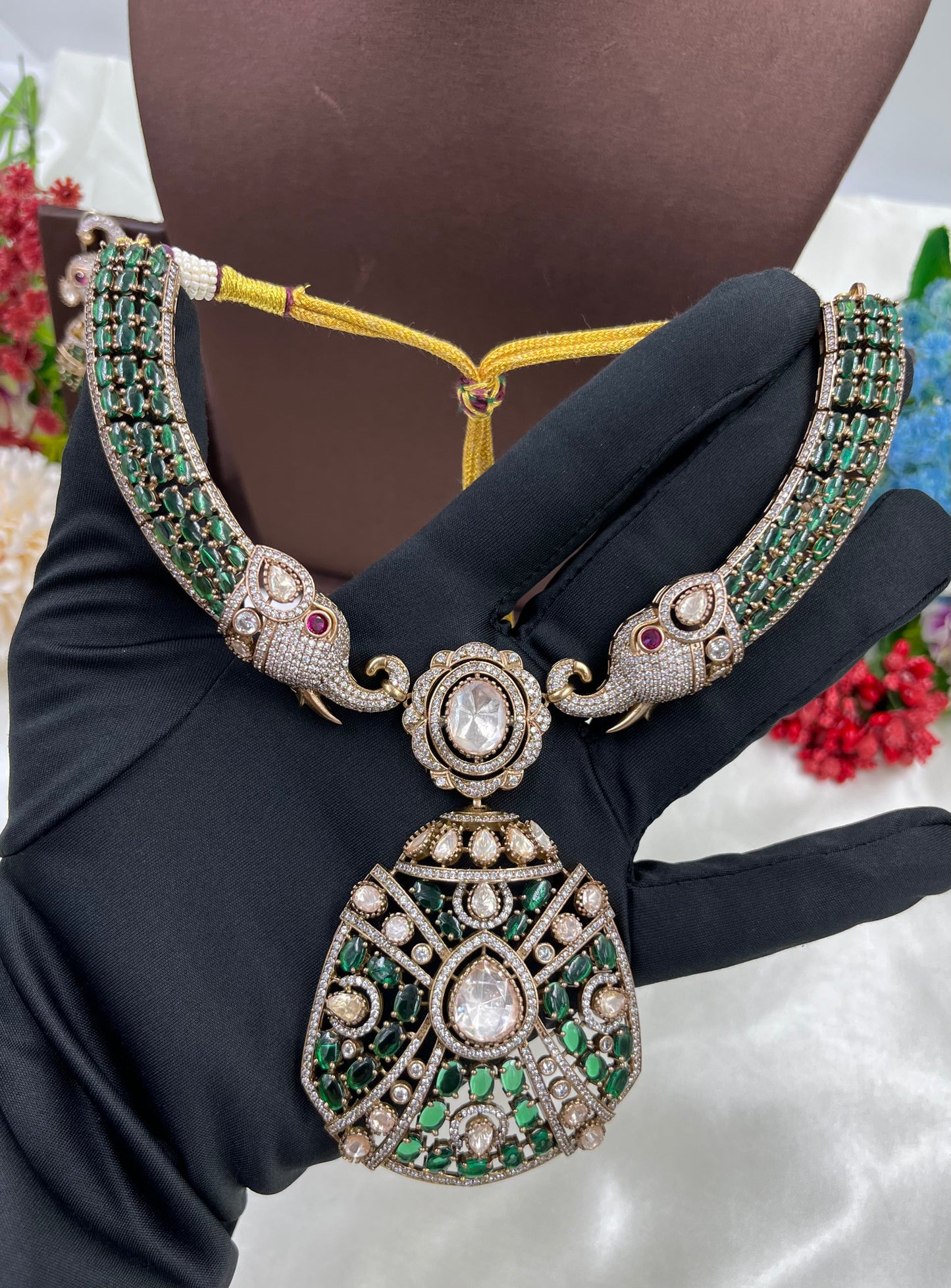 Rajeshwari Premium Moissanite Kundan Necklace
