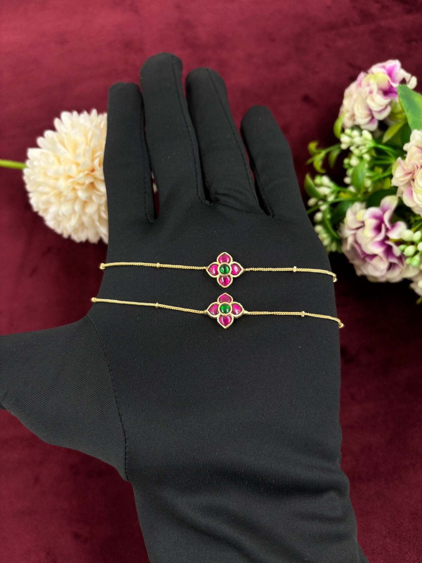 Leena Premium Pachi kundan Anklet