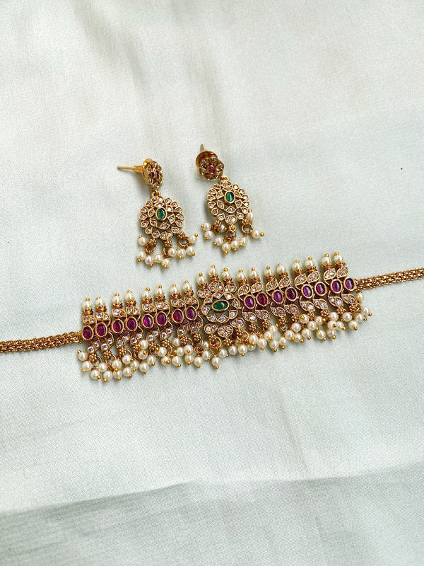 Victorian Temple Choker Necklace Set - Multi - Choker