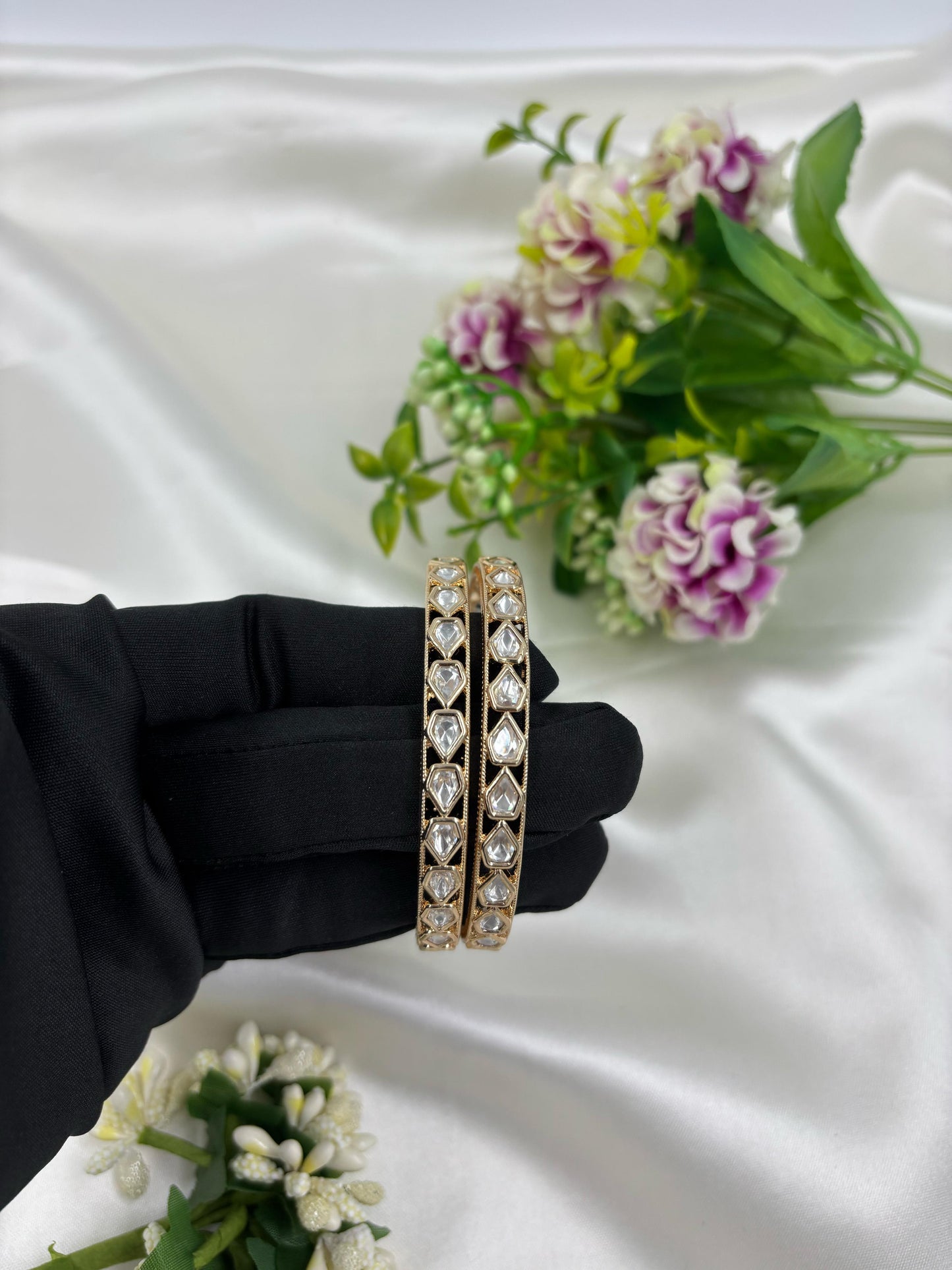 Rosa Moissanite Kundan Premium Bangles Set