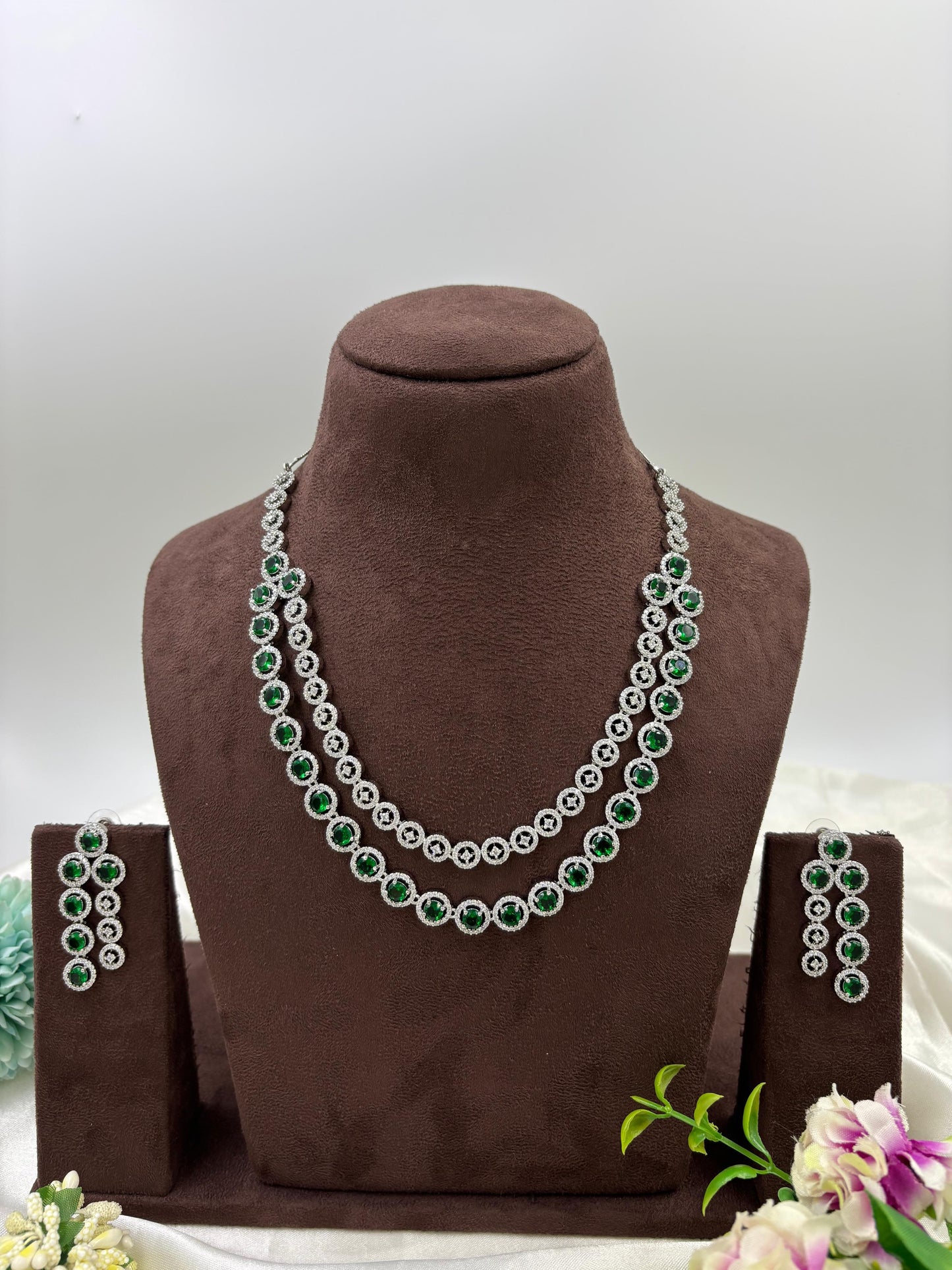 Nyra double layer Spark Necklace Set