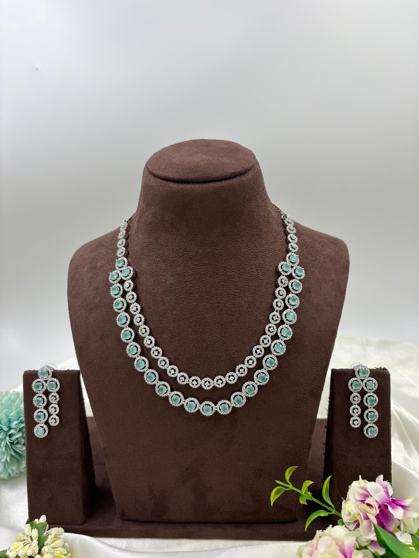 Nyra double layer Spark Necklace Set