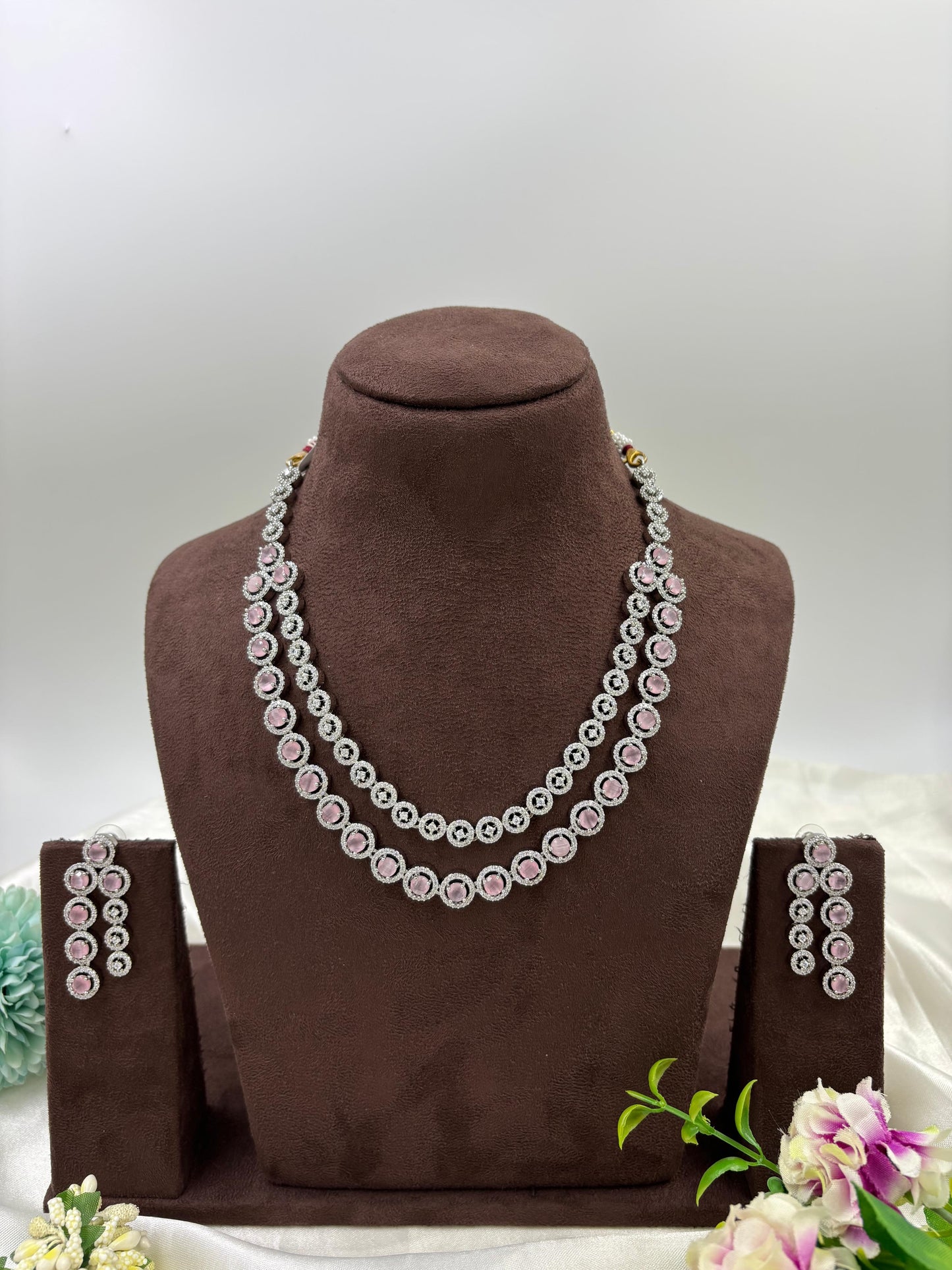 Nyra double layer Spark Necklace Set