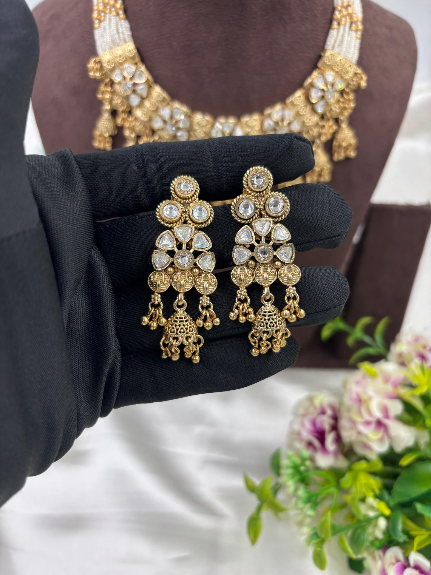 Navi Premium Antique Gold Necklace Set