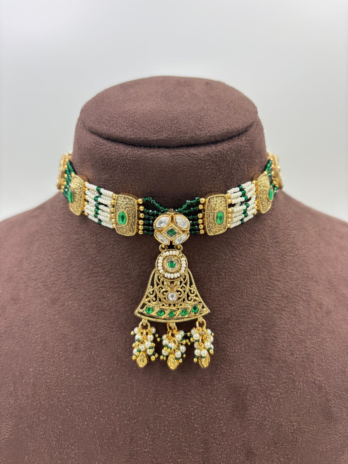 Piona Premium Antique Gold Necklace Set