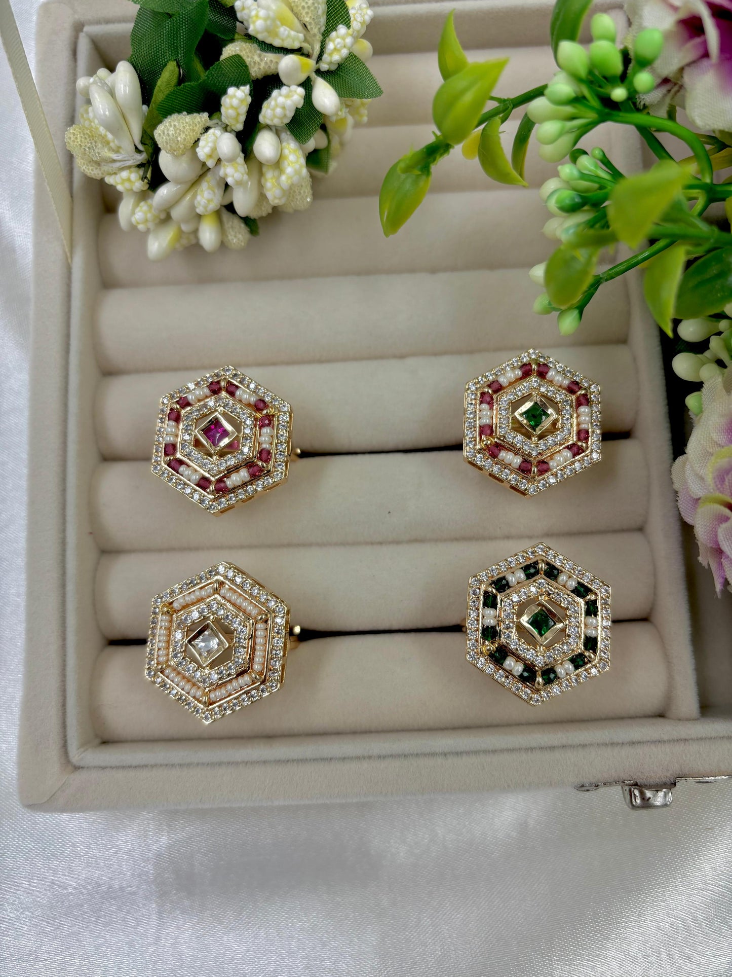 Roya Premium Moissanite Kundan Fingering