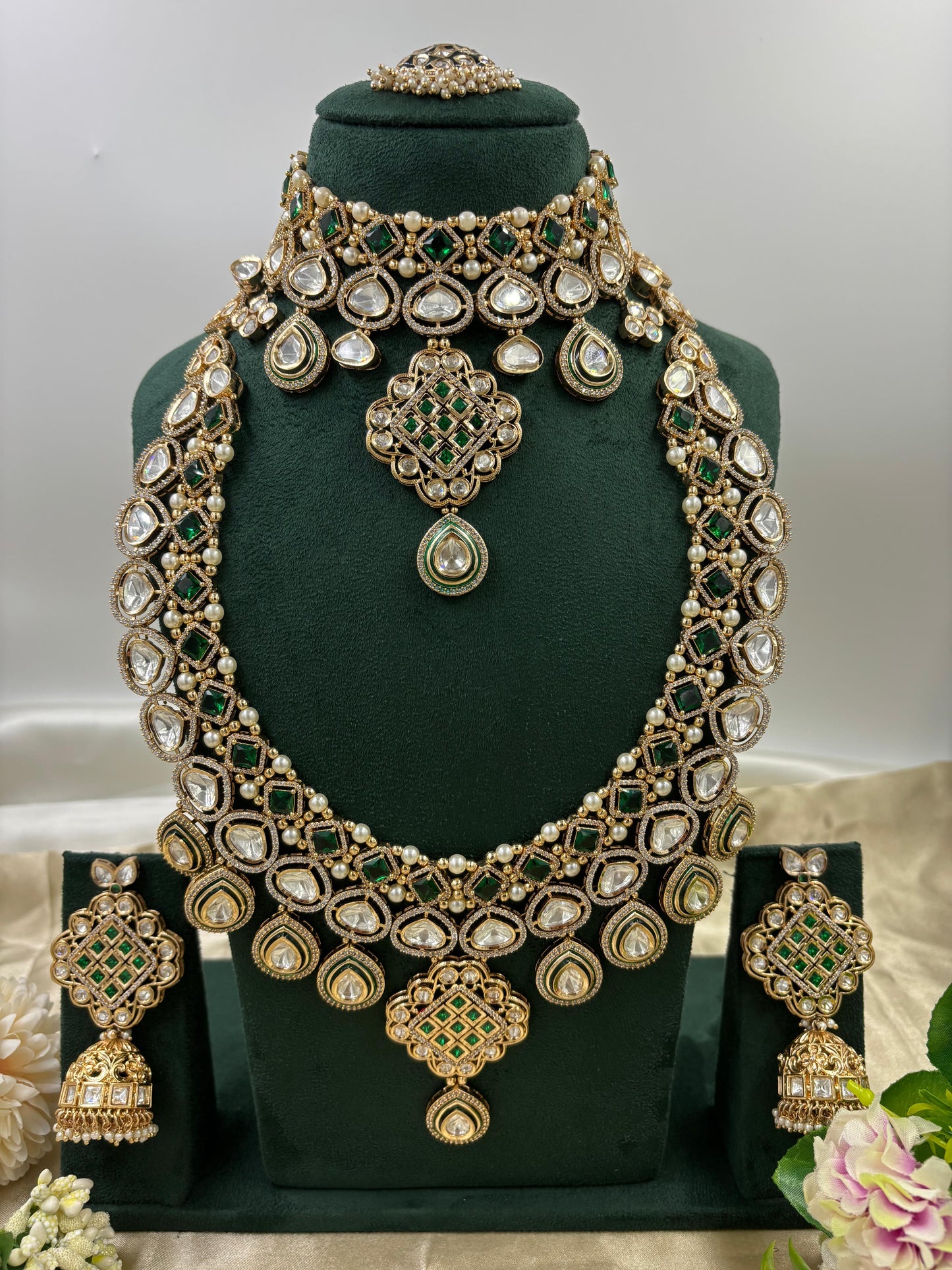 Nivisa Premium Moissanite Kundan Bridal set