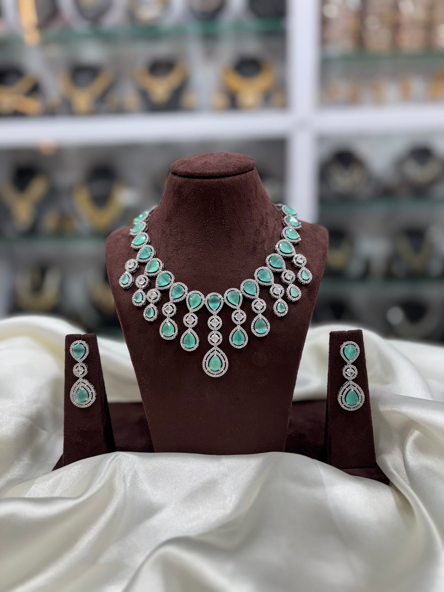 RINA AMERICAN DIAMOND PREMIUM NECKLACE SET