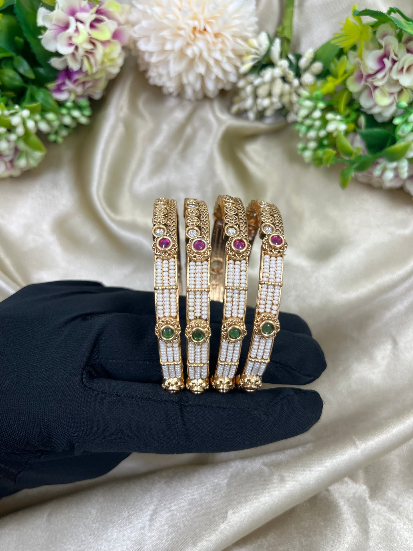 Serene Rajwadi Four Pic Pearl Bangles