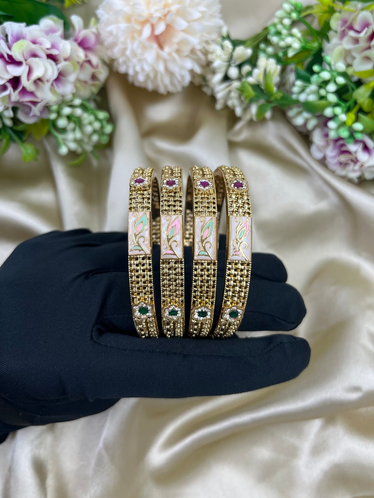 Bespoke Rajwadi Four Pic Pearl Bangles