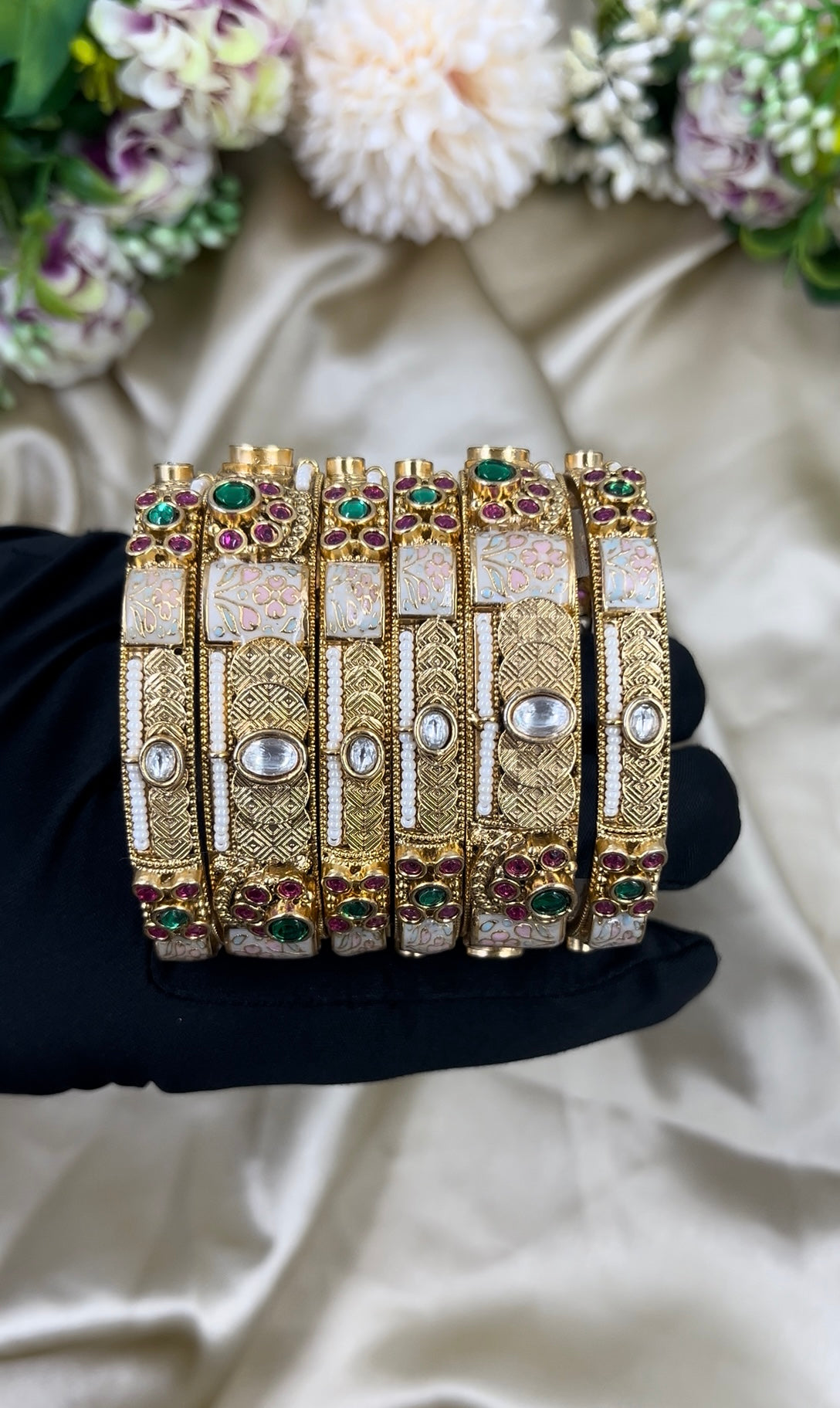 Cultural Rajwadi Six Pic Pearl Bangles