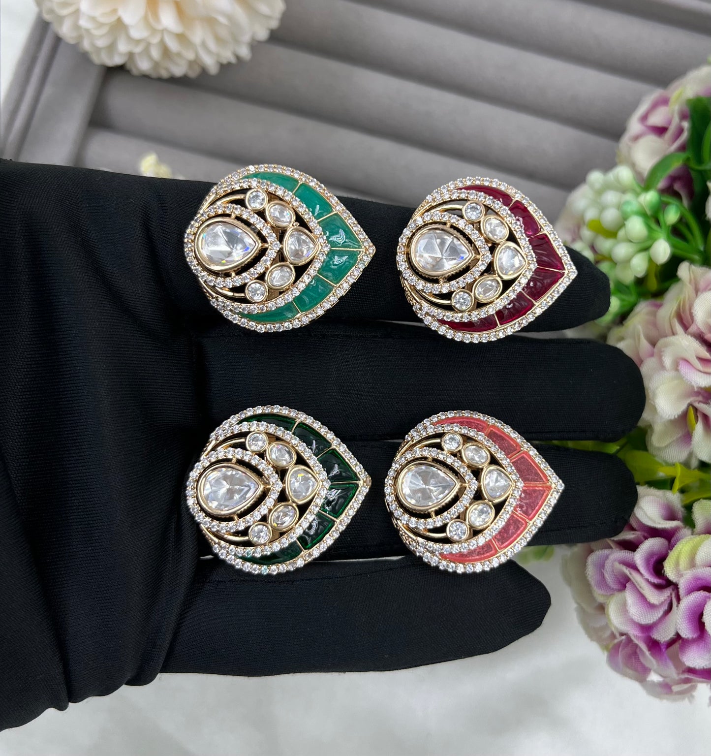 Nayra Moissanite Kundan Ring