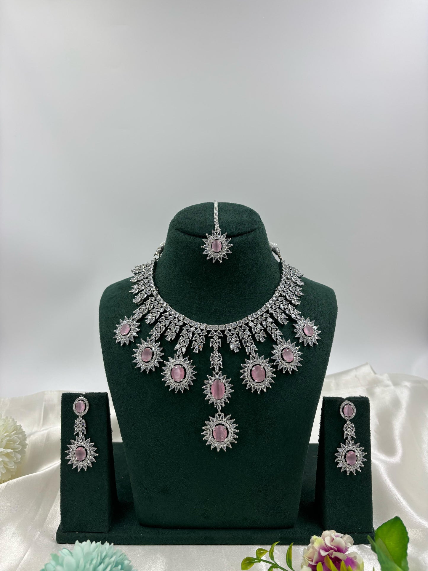 American Star Drop Necklace set - Baby Pink