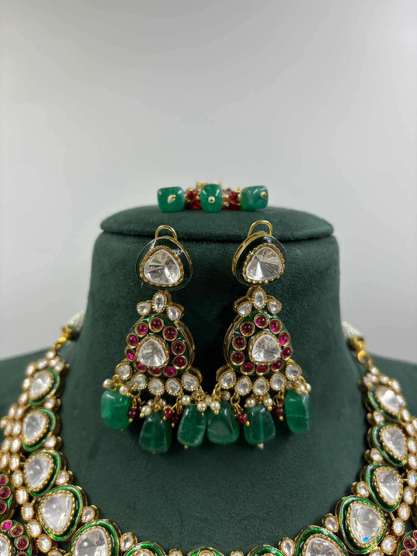 Viman Moissanite Kundan Meenakari Necklace Set - Multi - Necklace