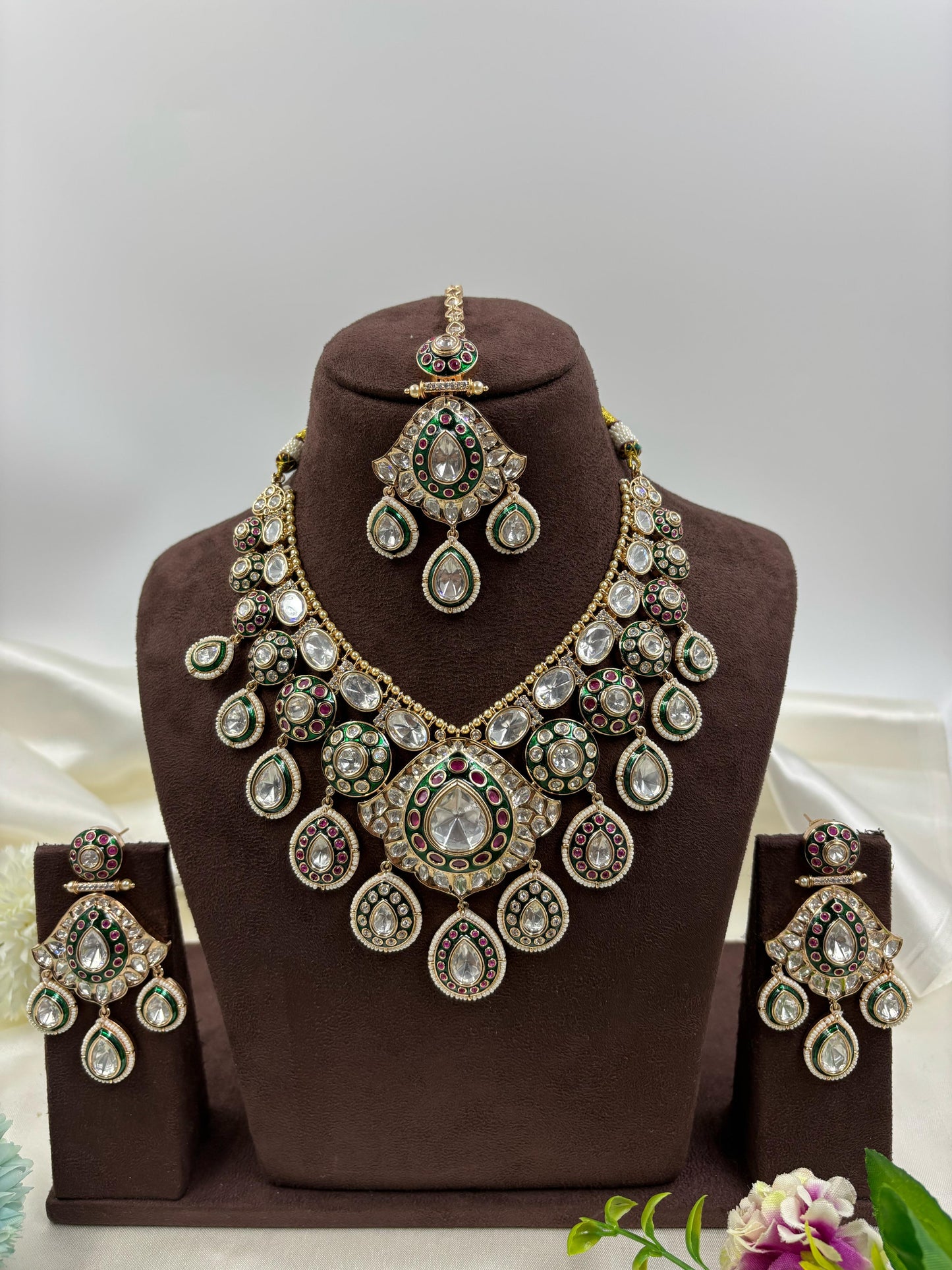 Joya Premium Moissanite Kundan Semi Bridal Set - Multi