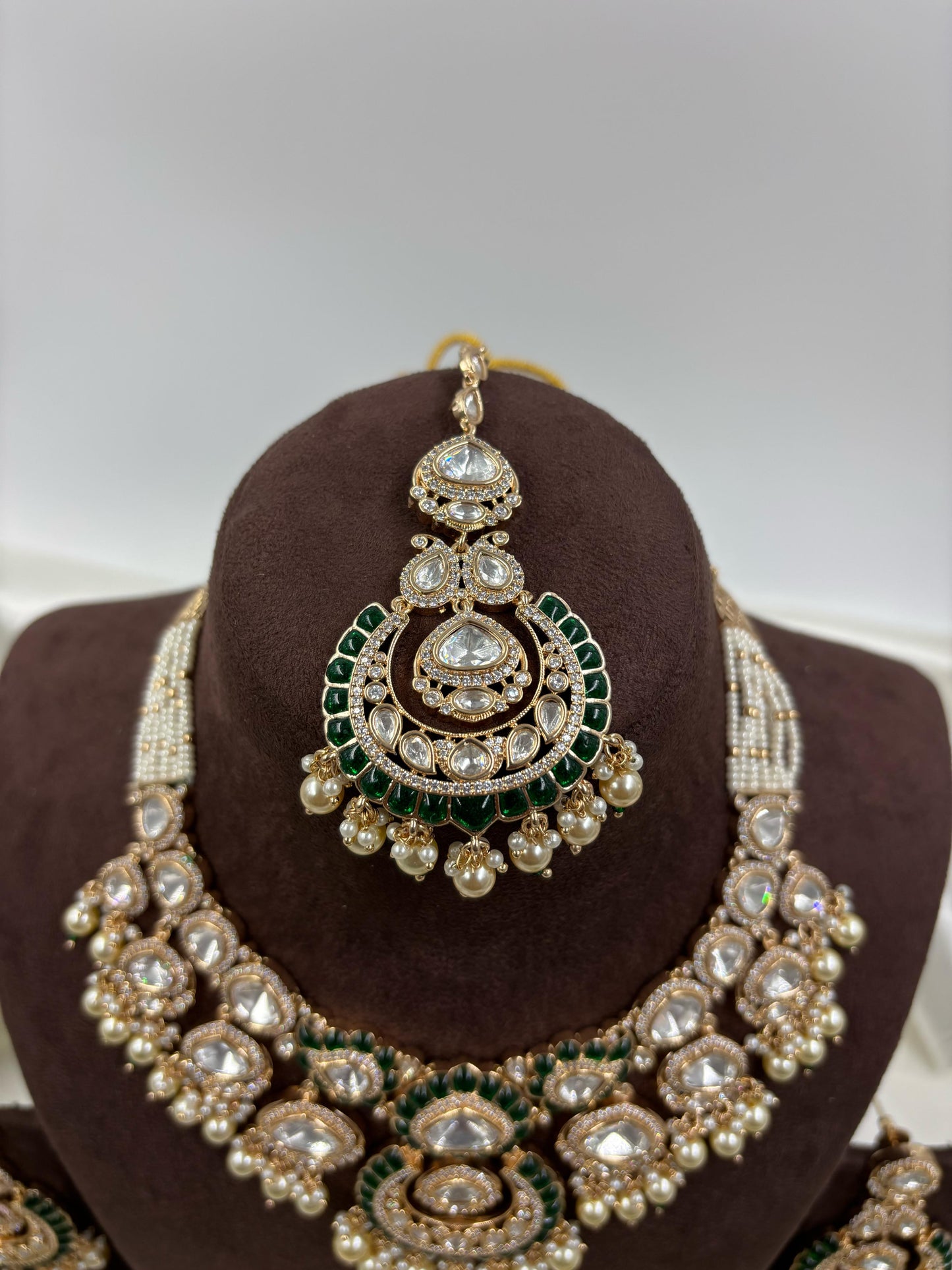 Aasma Premium Moissanite Kundan Semi Bridal Necklace Set