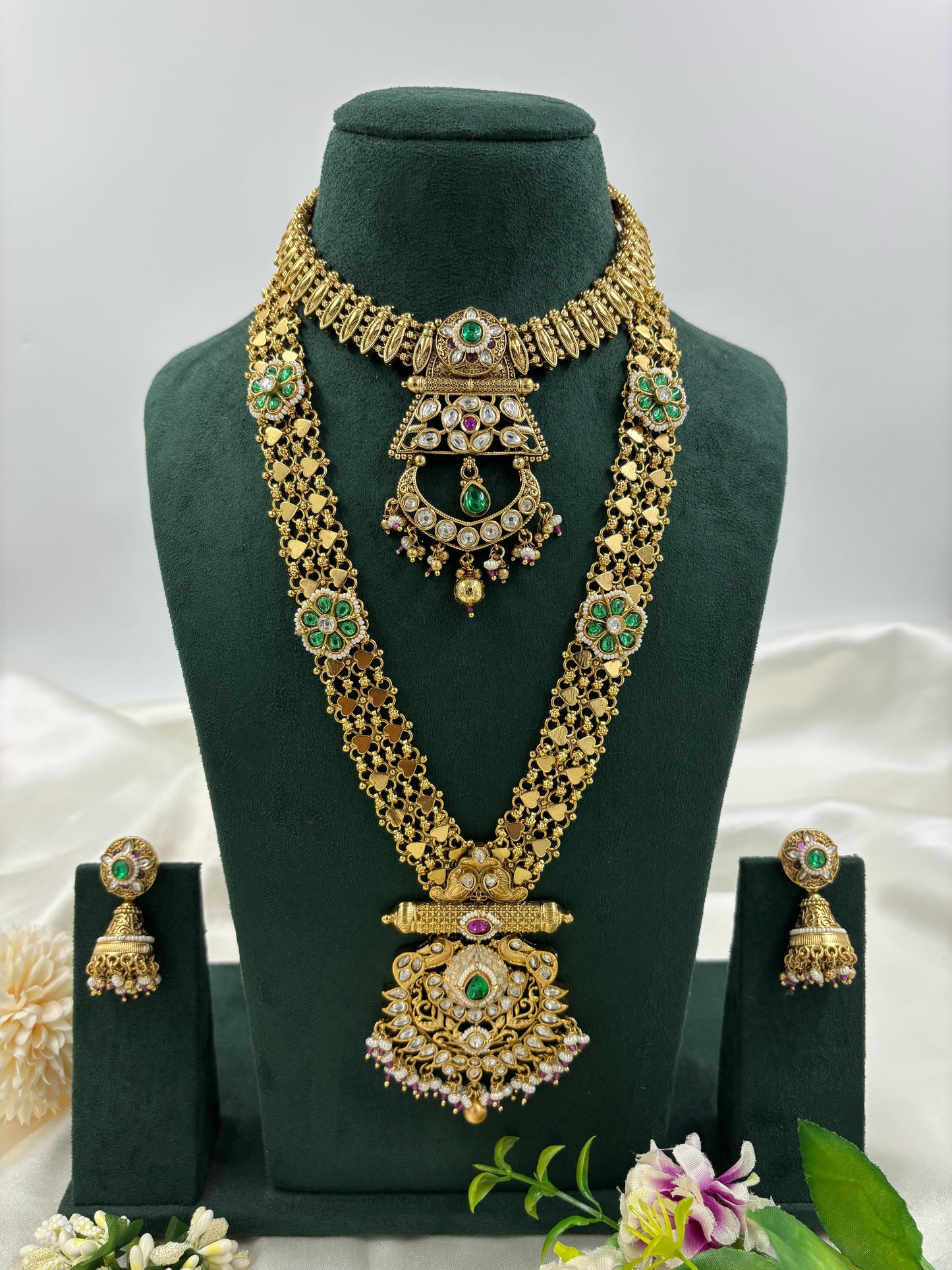 Sevi Premium Antique Gold Combo Necklace Set