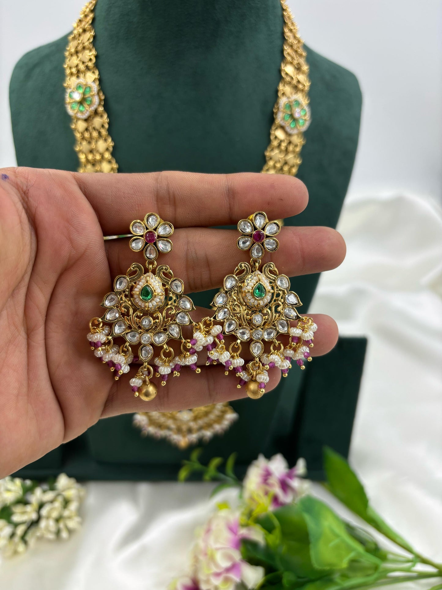 Ovi Antique Gold Long Necklace Set