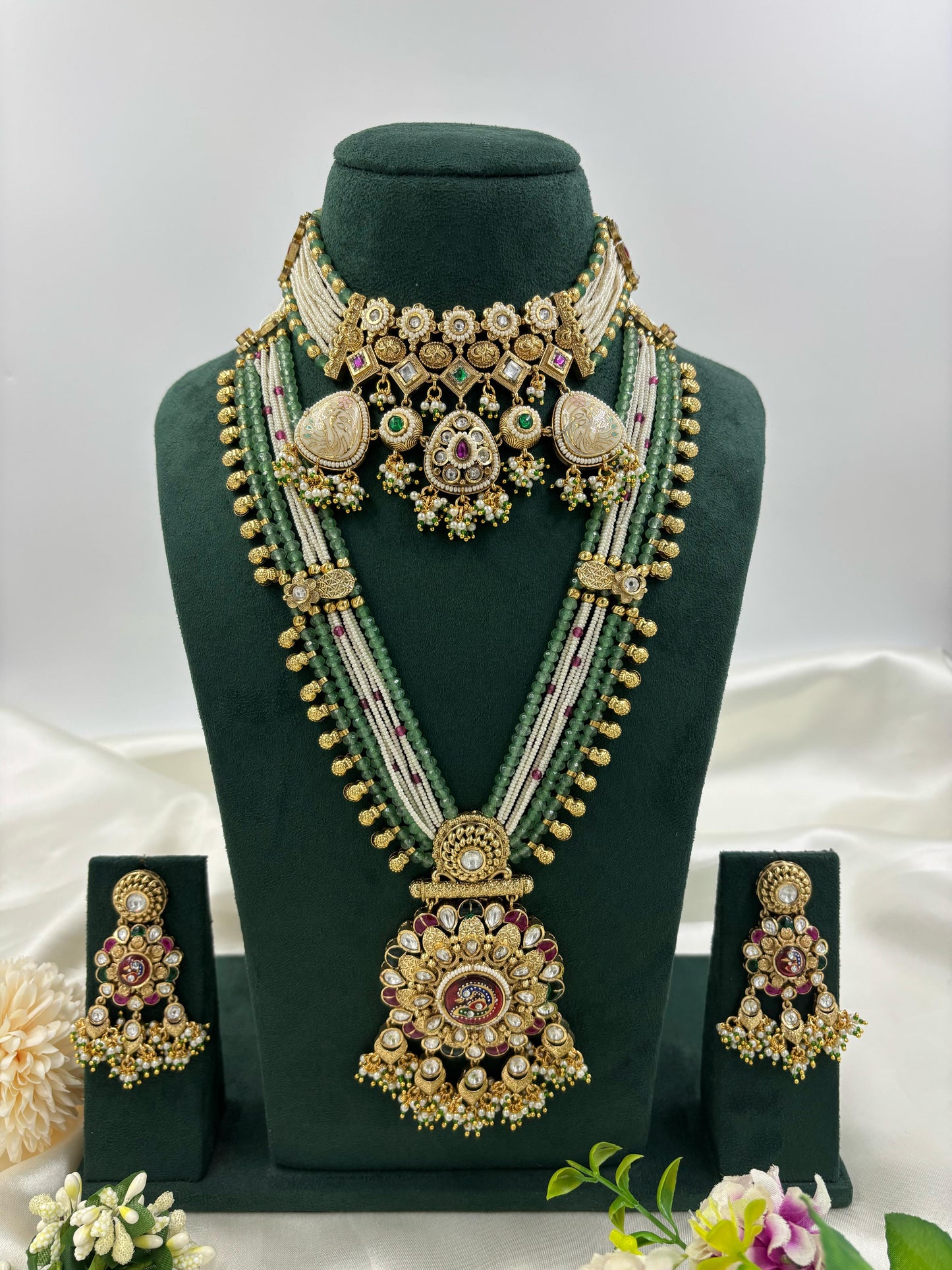 Sana Premium Antique Gold Combo Necklace Set