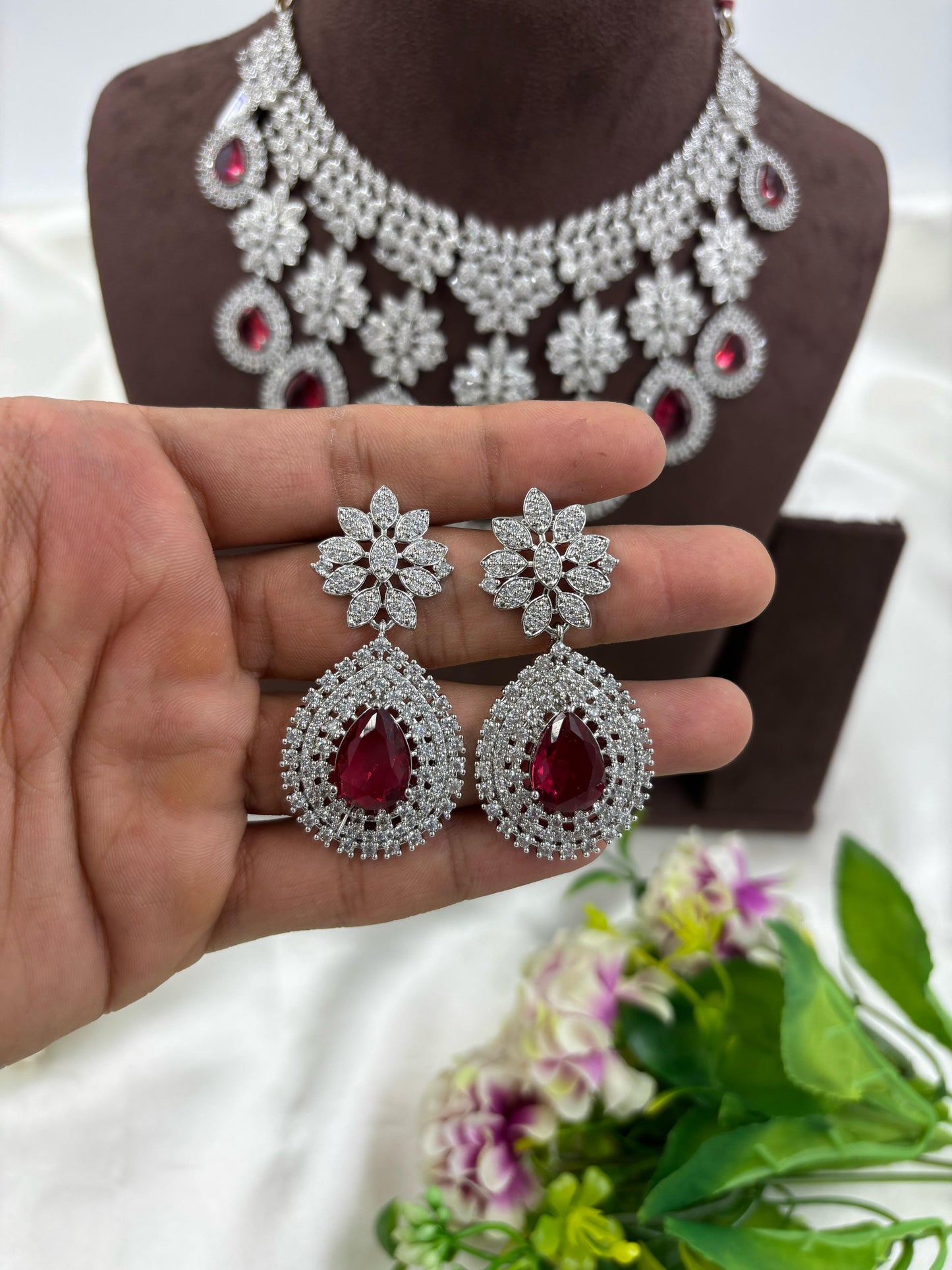 American Floral Drop Necklace Set (Small)