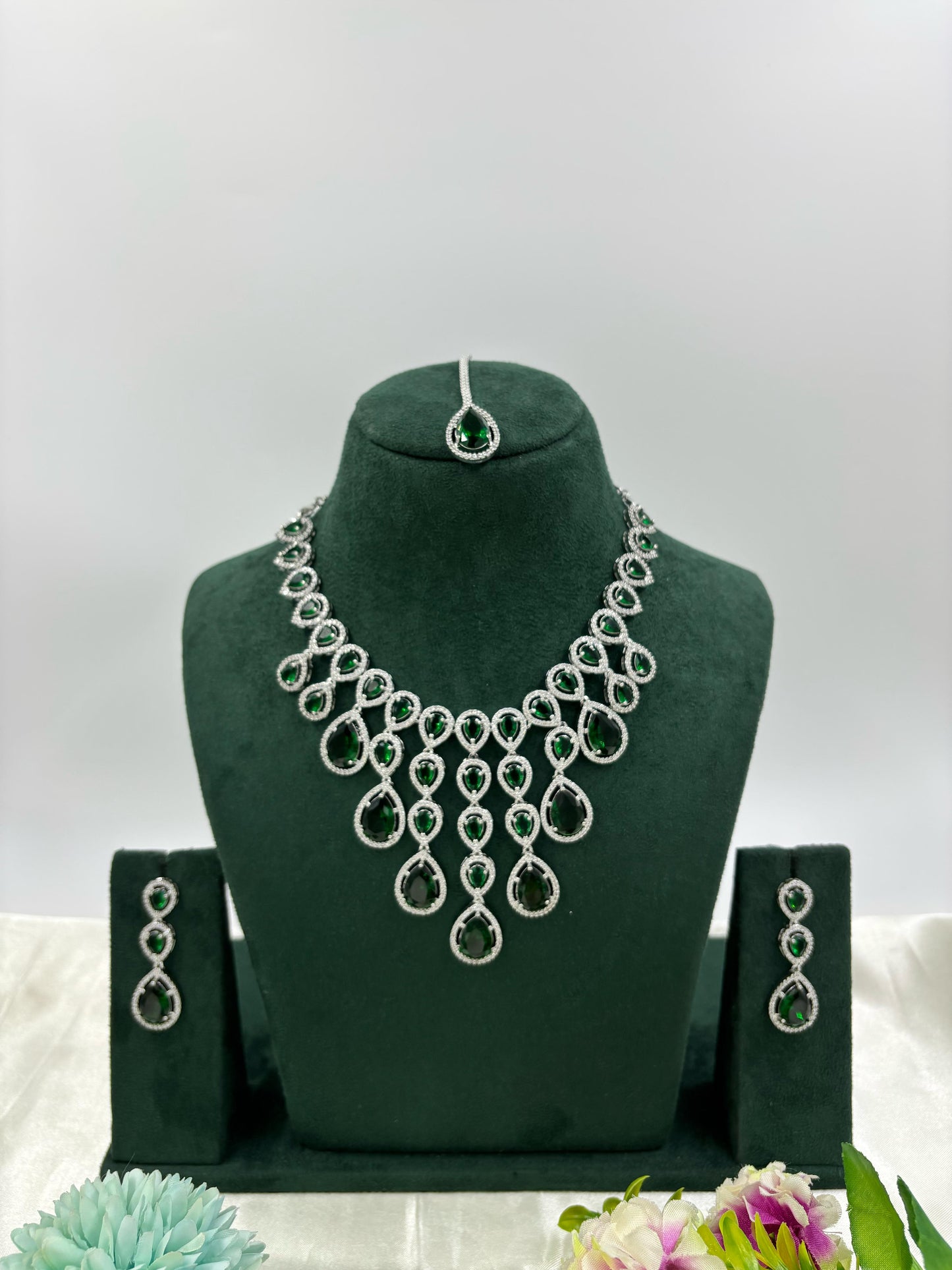 Misha Sparkling Diamond CZ Necklace Set