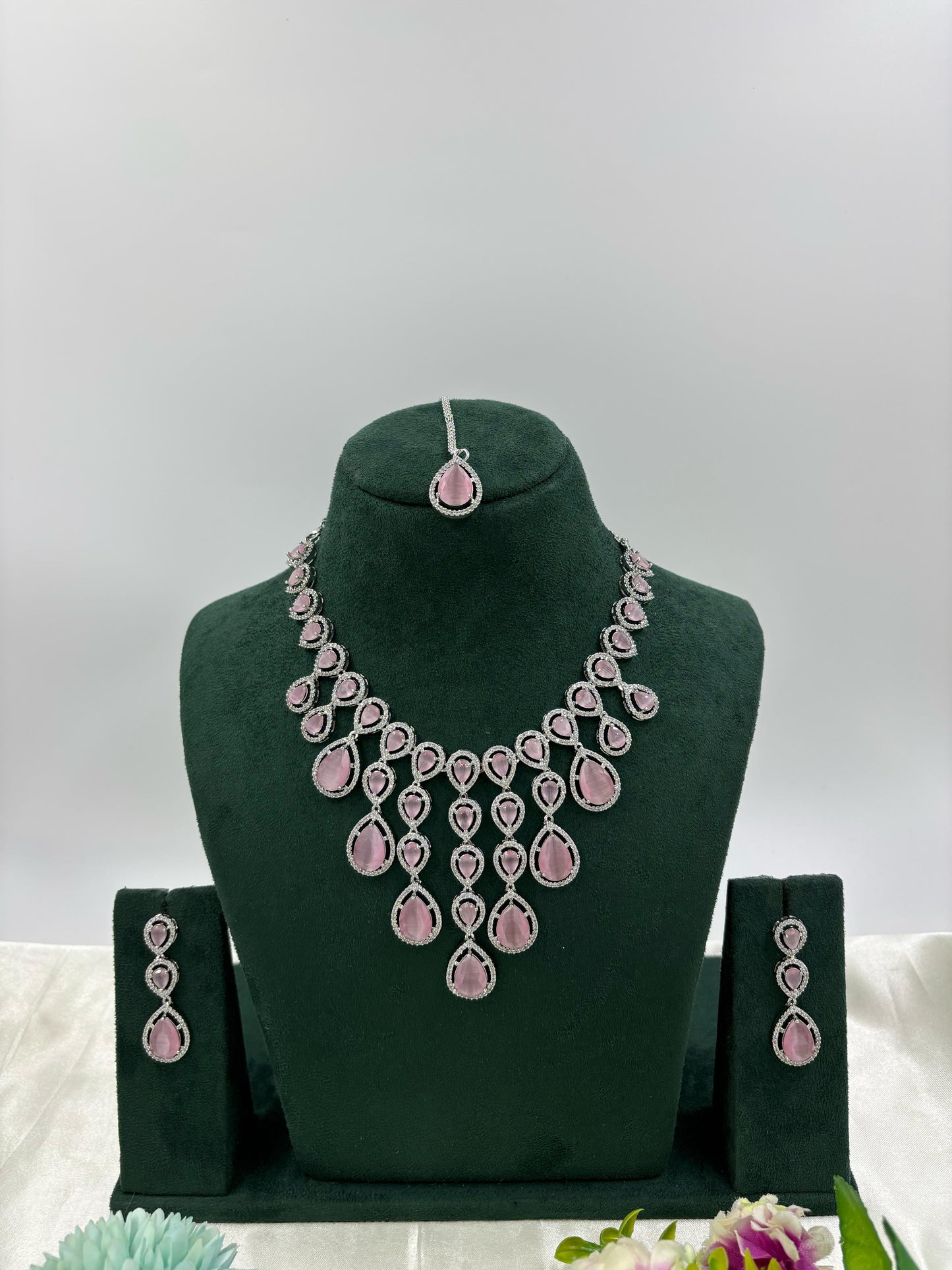 Misha Sparkling Diamond CZ Necklace Set