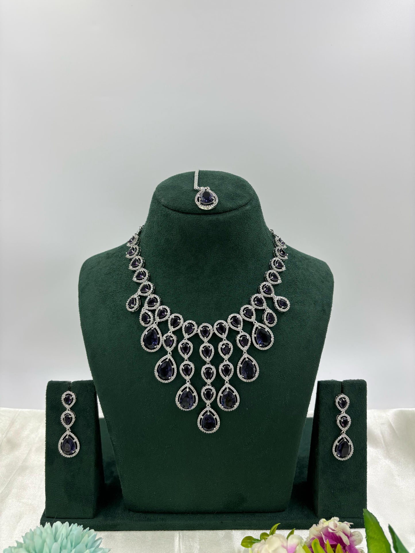 Misha Sparkling Diamond CZ Necklace Set