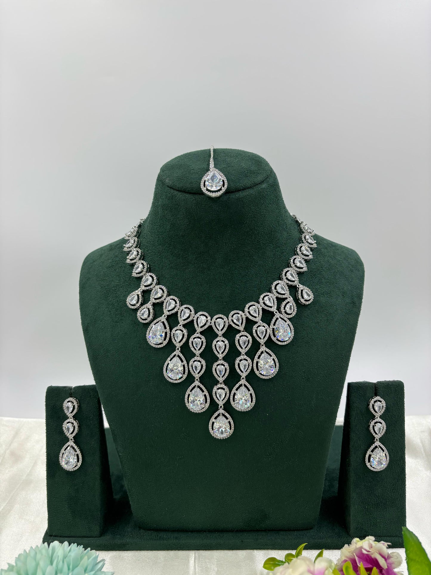 Misha Sparkling Diamond CZ Necklace Set