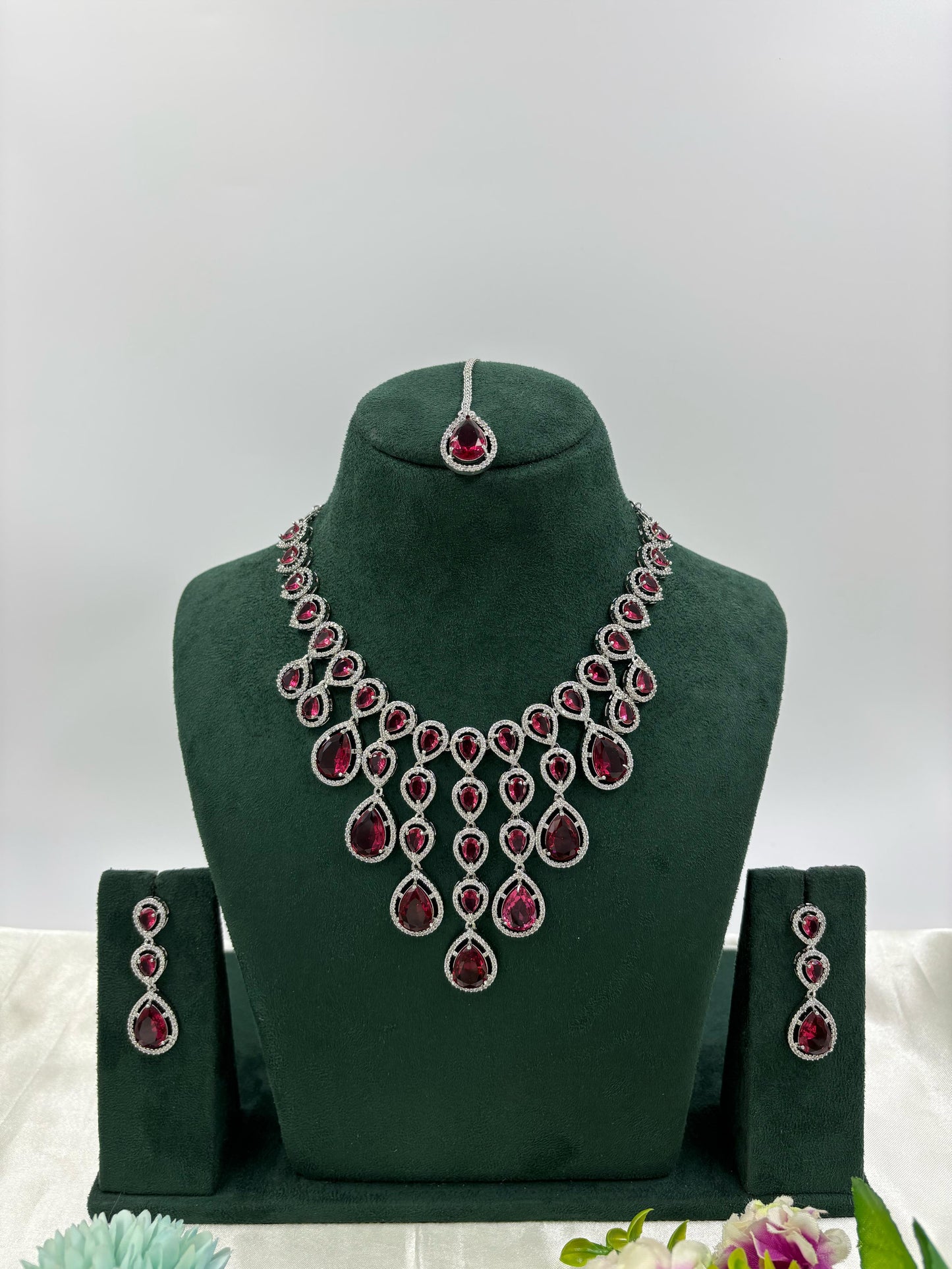 Misha Sparkling Diamond CZ Necklace Set