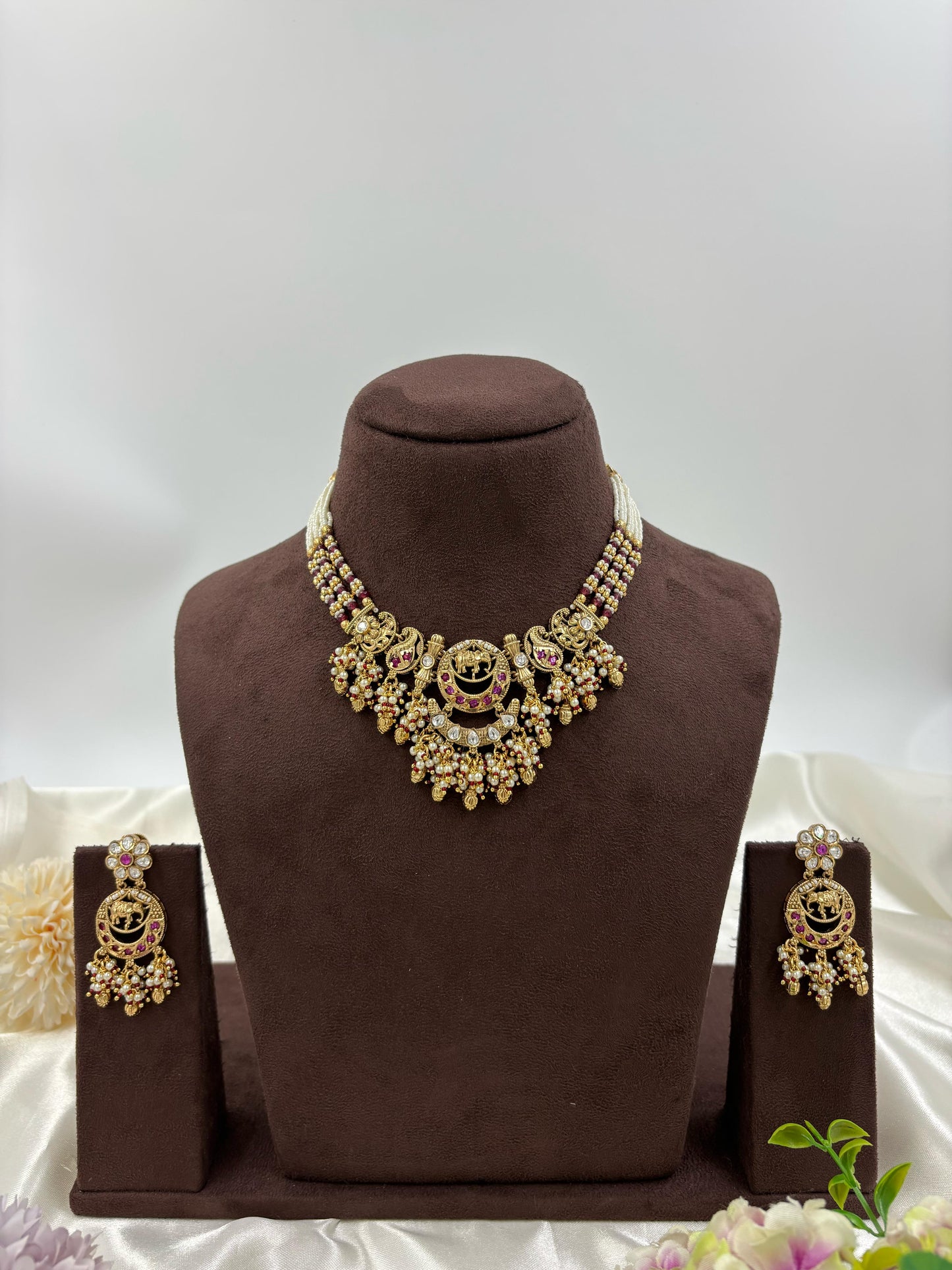 Royal Hathi Antique Gold Necklace set