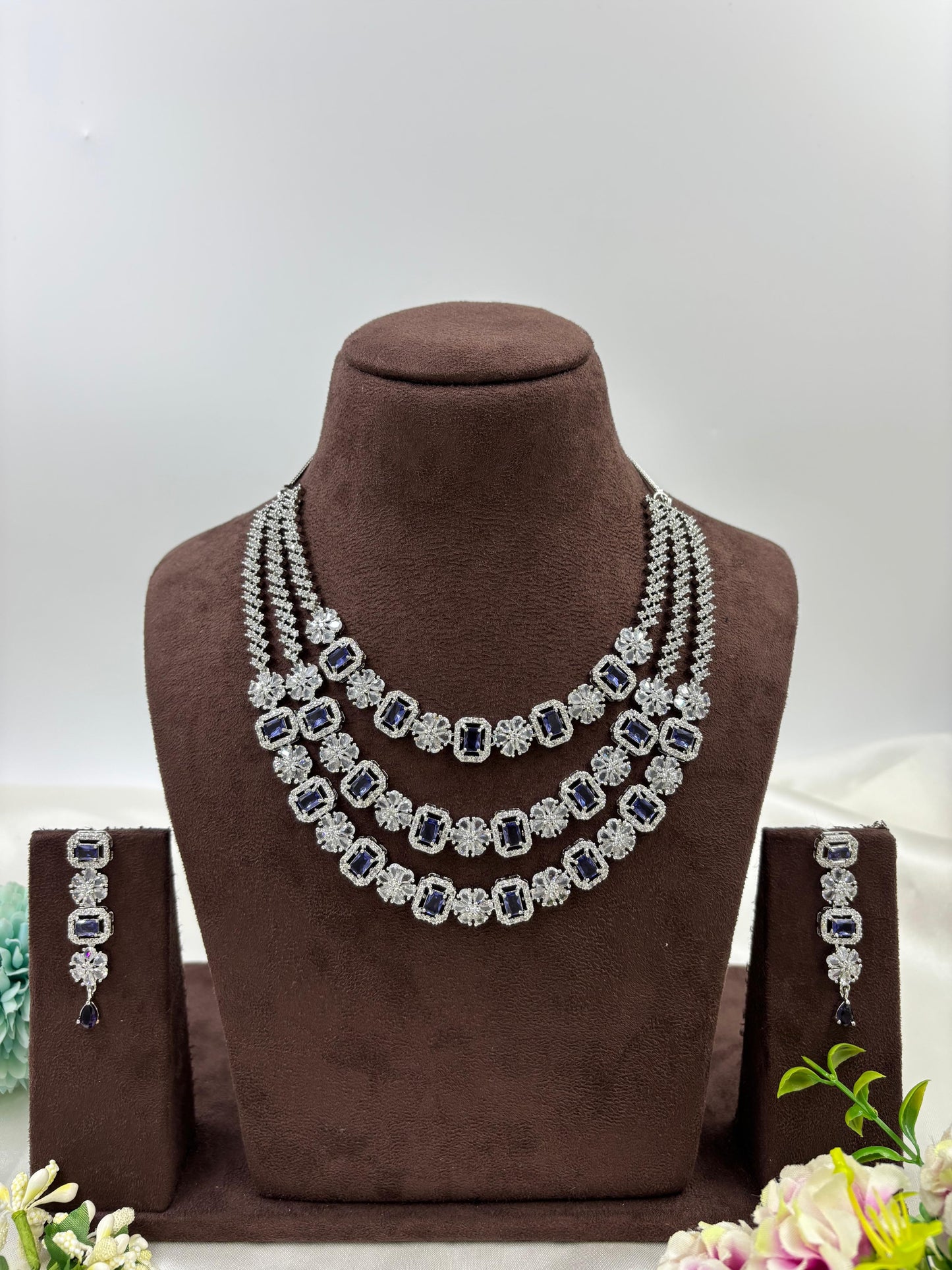 THREE LAYER PALKI AMERICAN DIAMOND NECKLACE