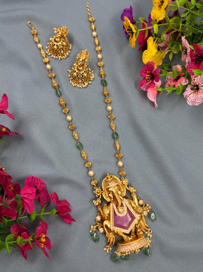 Madhuri South Indian Temple Semi-Long Necklace