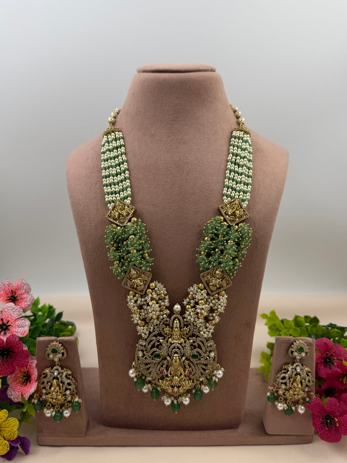Shubhra South Traditional Temple Long Necklace Set