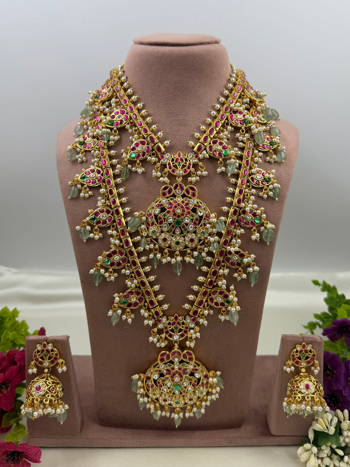 Padmavati Pachi Kundan Combo Necklace Set