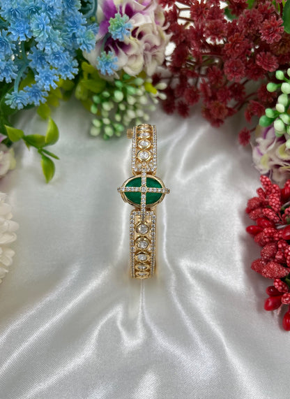 Radiante Moissanite Kundan Bracelet (Openable)