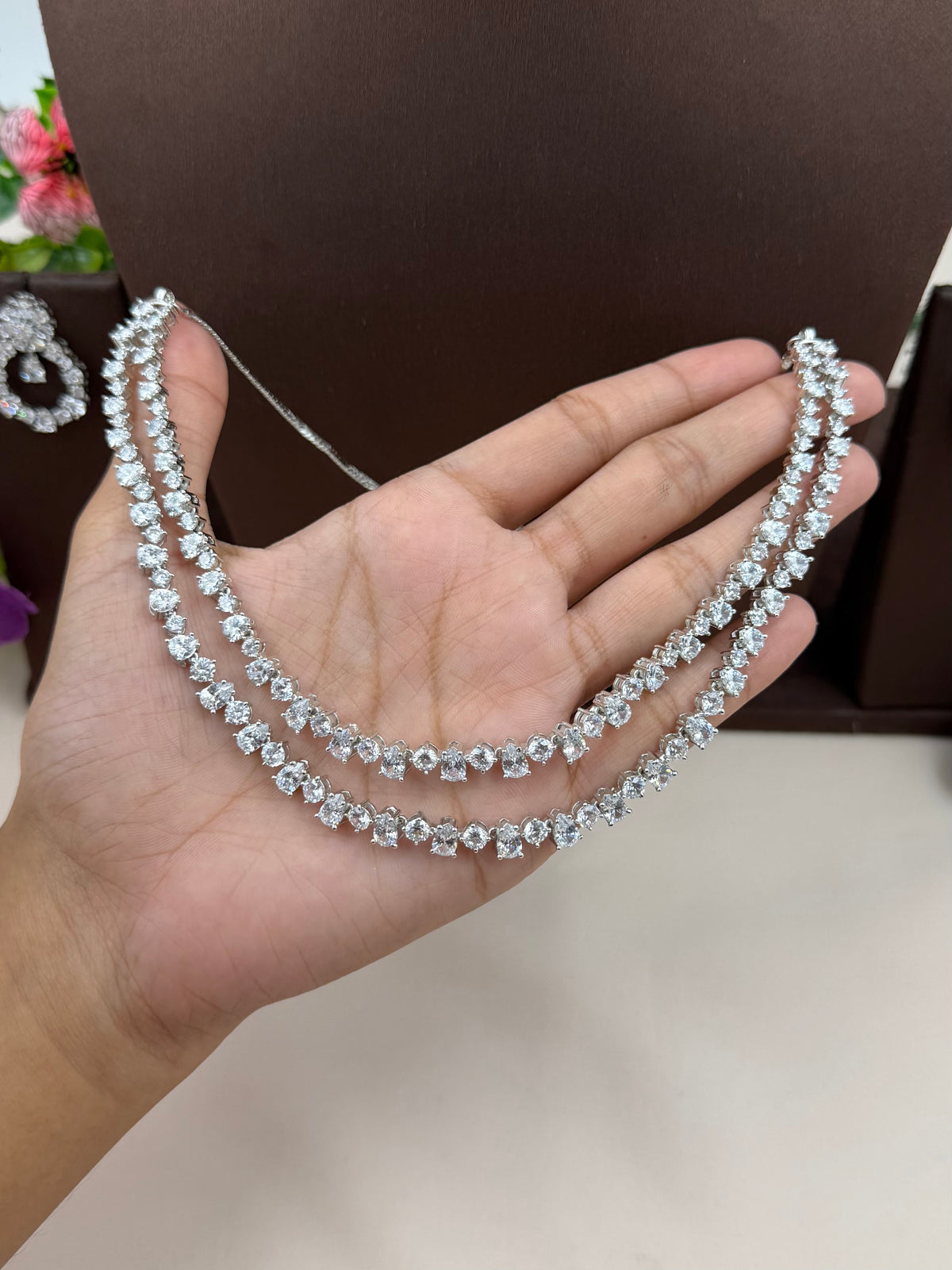 Mayra American Diamond Double Layer Necklace Set