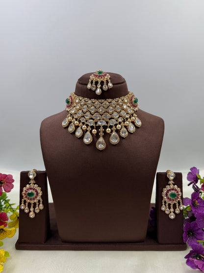 Jhanvi Moissanite Choker Necklace Set
