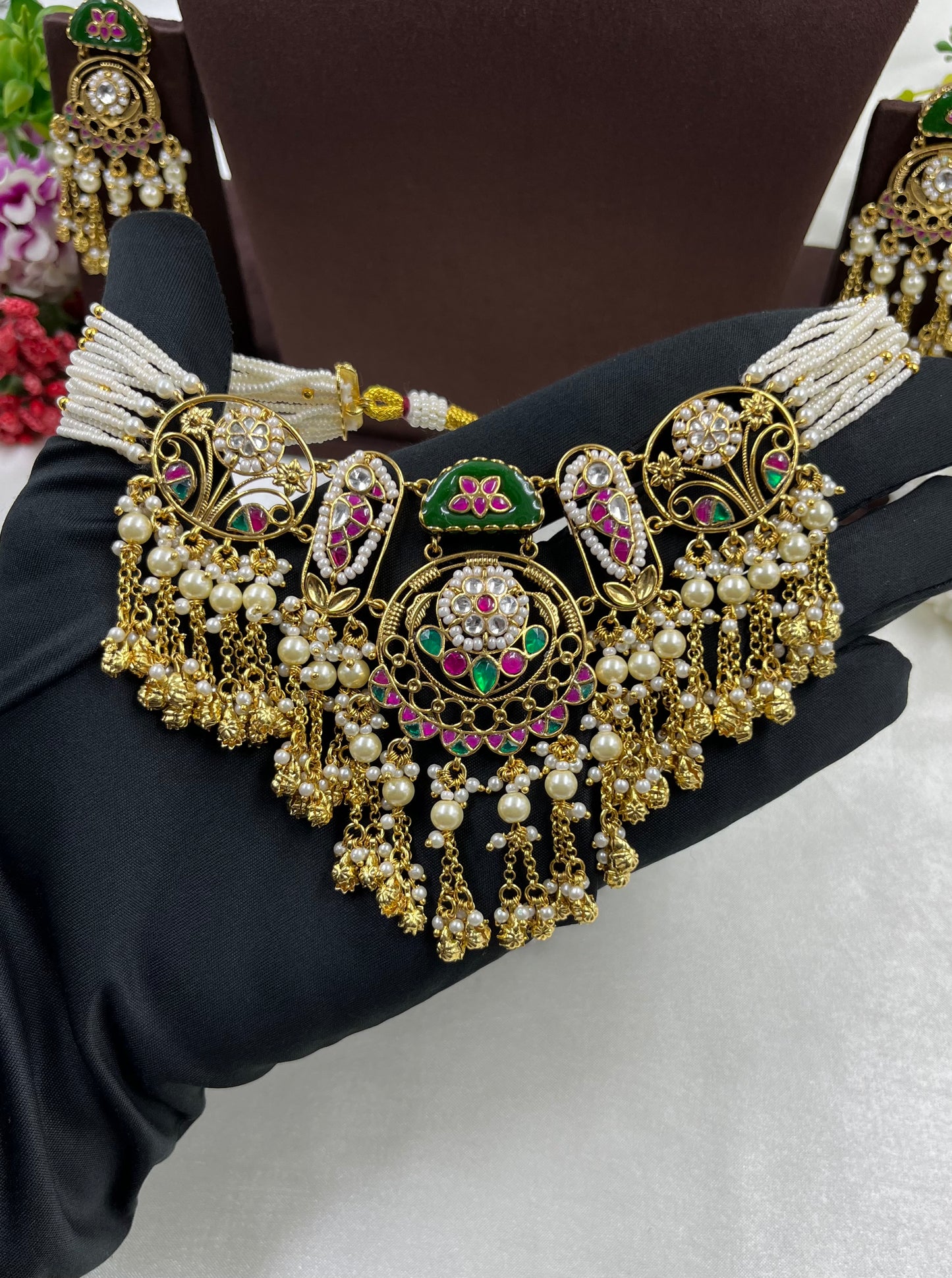 Khushi Pachi Kundan Necklace Set