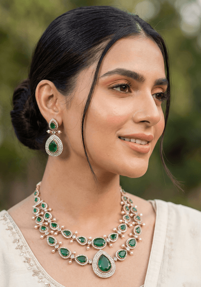 Victorian Double layer Necklace - Green