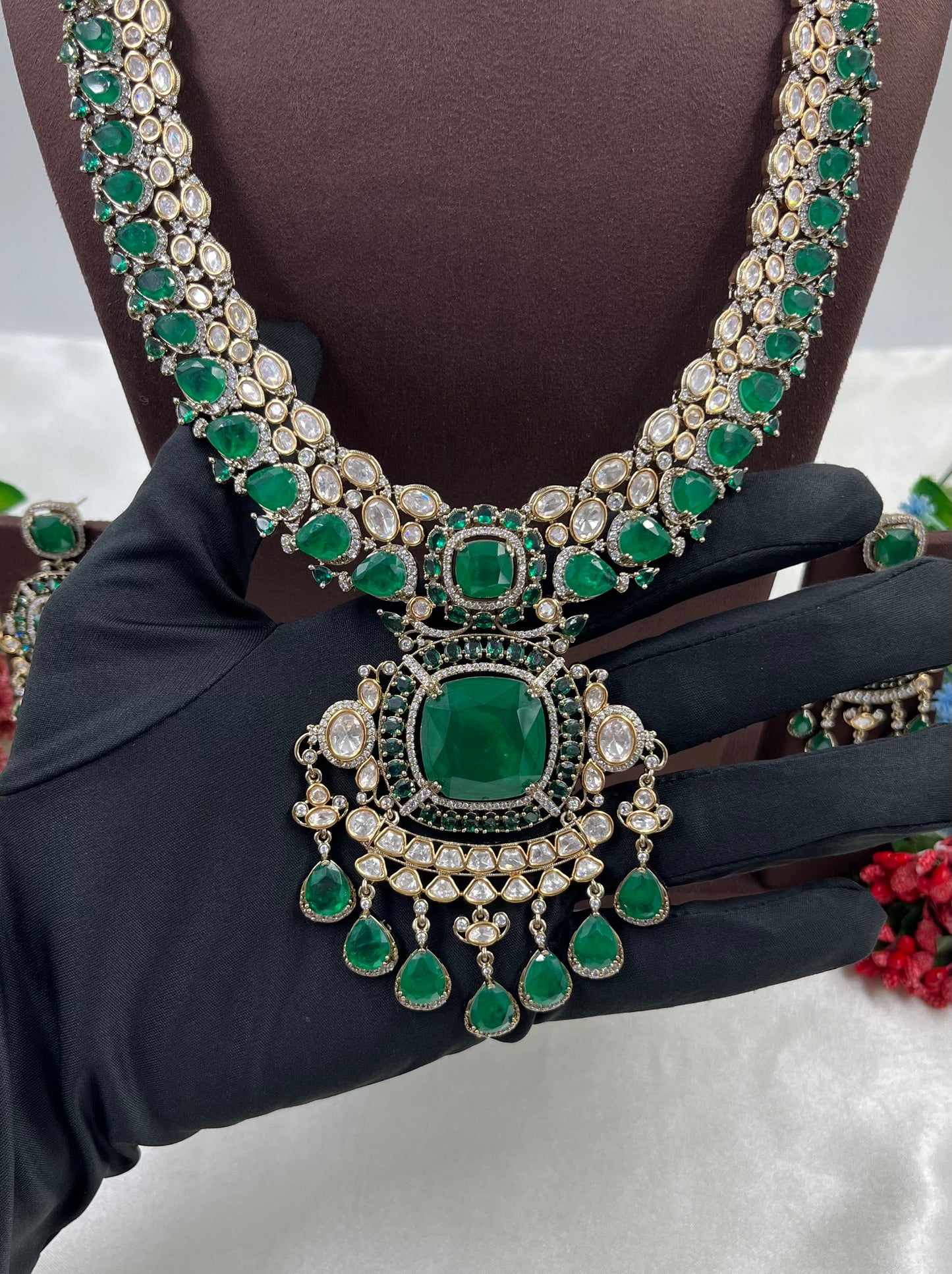 Urvi Victorian Moissanite Long Necklace