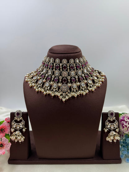 Roshni Premium Moissanite Victorian Choker Set