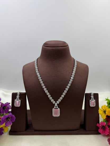 Isla American Diamond Semi Long Necklace