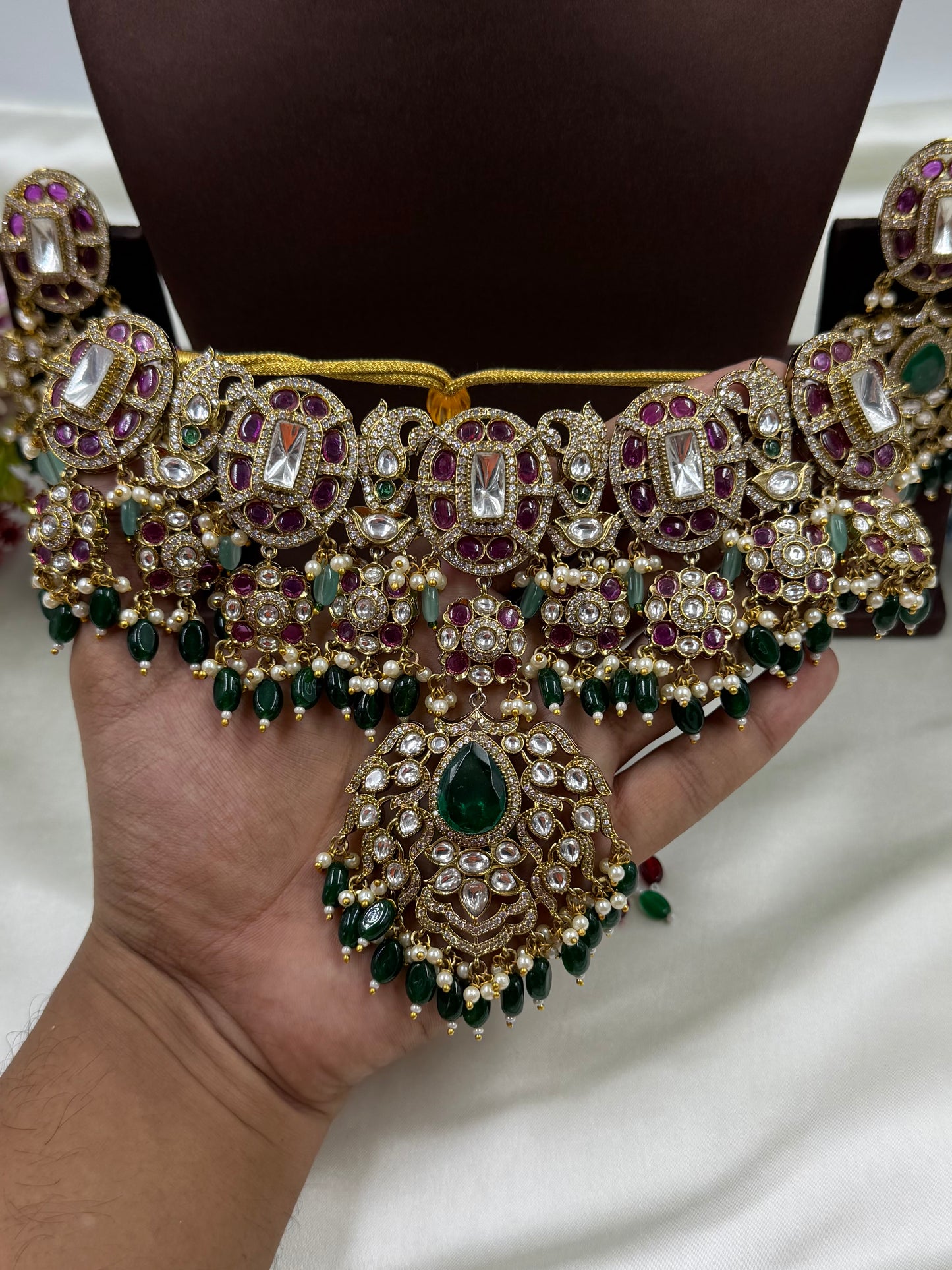 Victorian Semi Bridal Choker Necklace Set