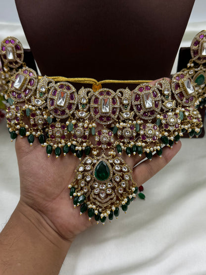 Victorian Semi Bridal Choker Necklace Set