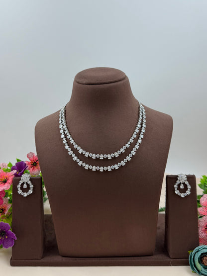 Mayra American Diamond Double Layer Necklace Set