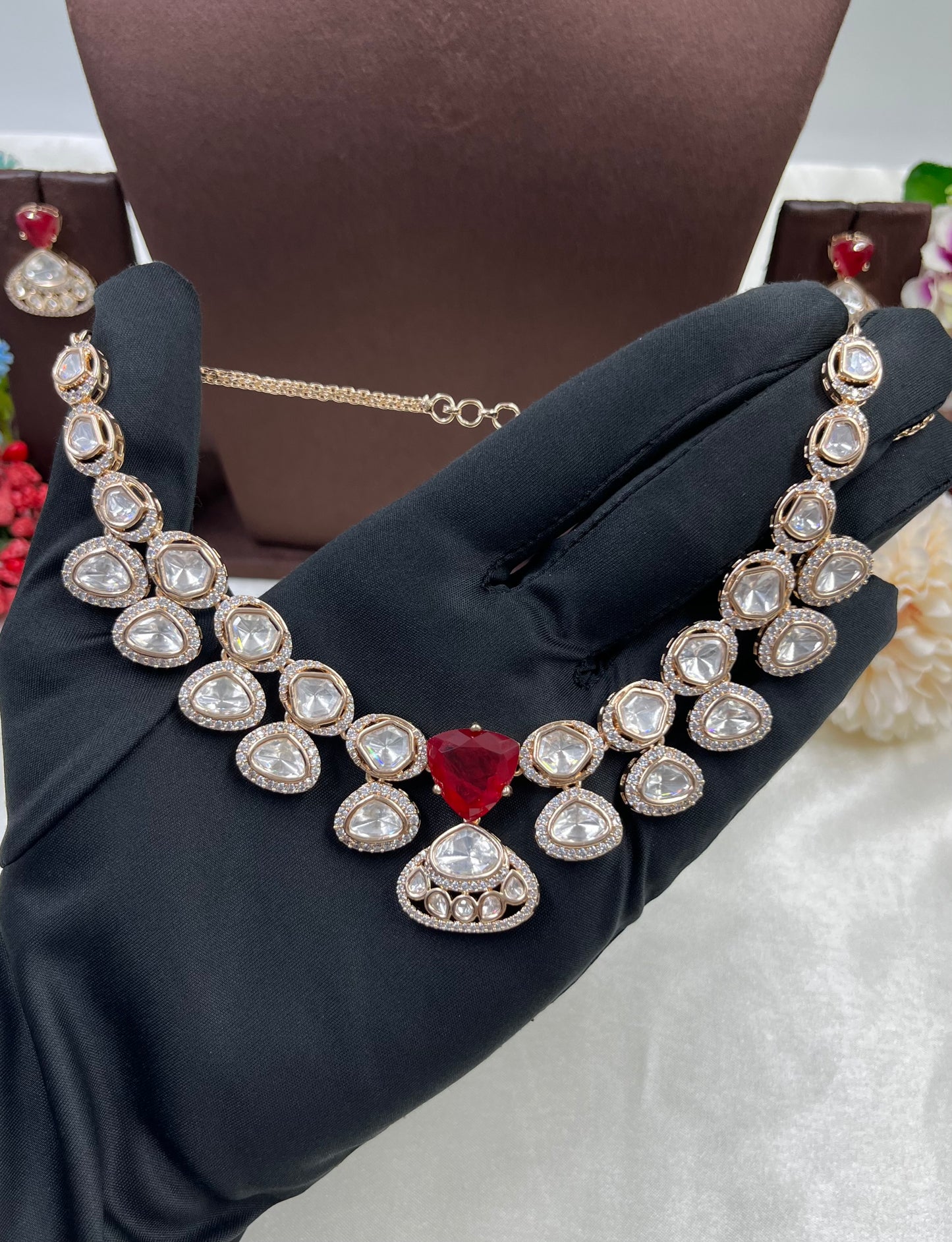 Rama Moissanite Kundan Delicate Necklace