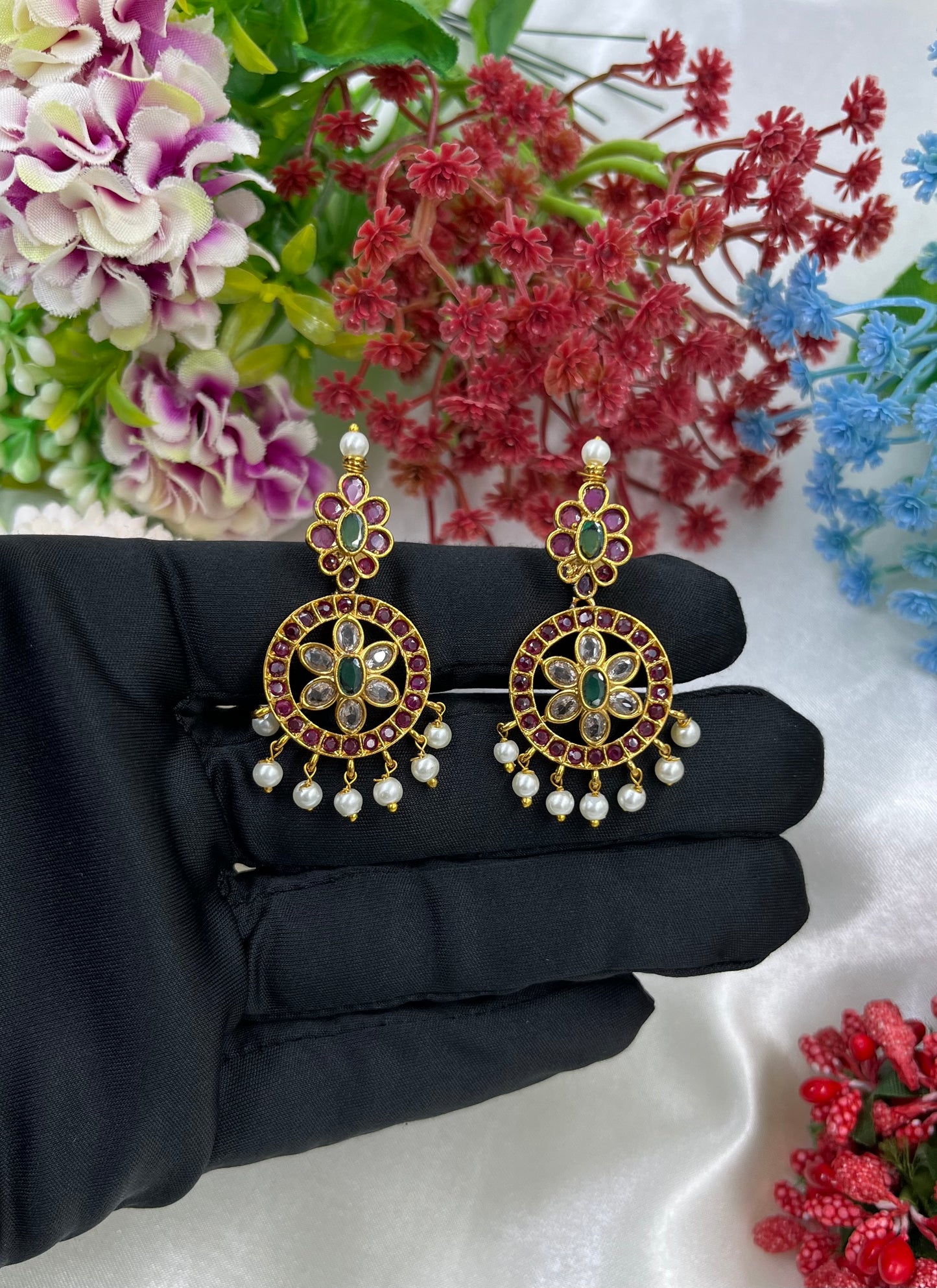 Opal Brass Earing