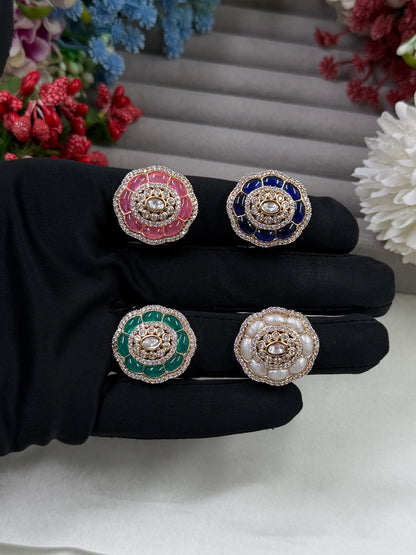 Zevira Moissanite Kundan Ring